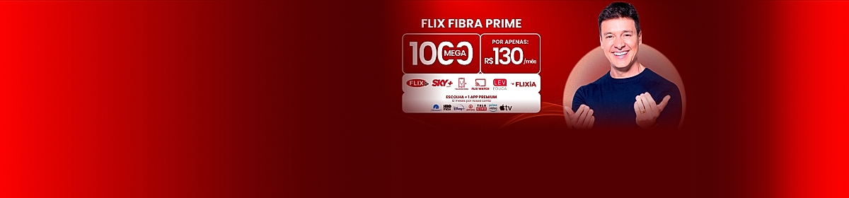 Imagem promocional da Flix Fibra com destaque para internet fibra óptica